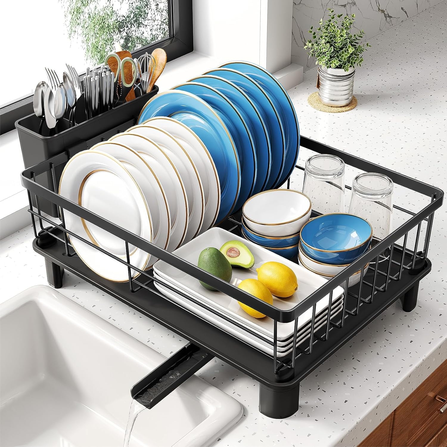 Sabatier Expandable Stainless Steel Dish Rack with Rust-Resistant