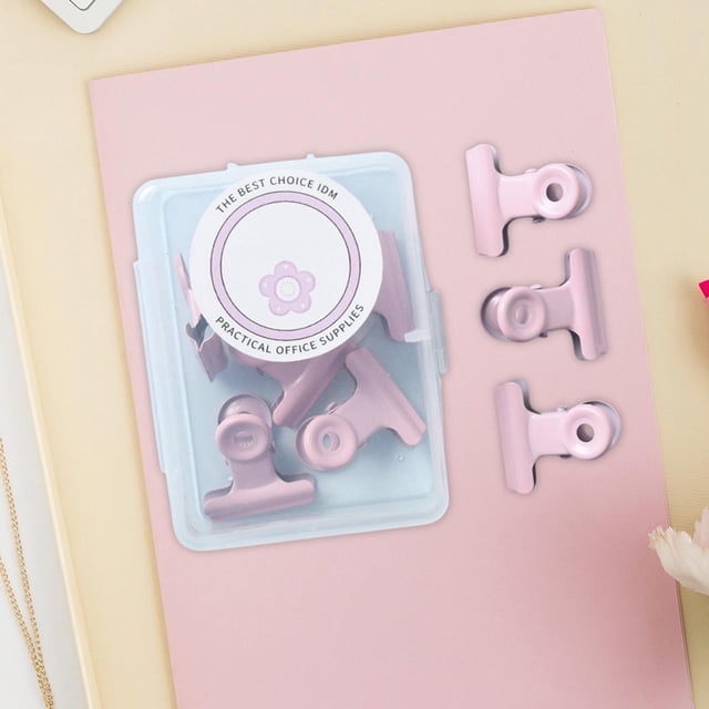 8 piezas de mini abrazaderas de Metal Colamx para sujetar papel documentos oficina y escuela Rosa