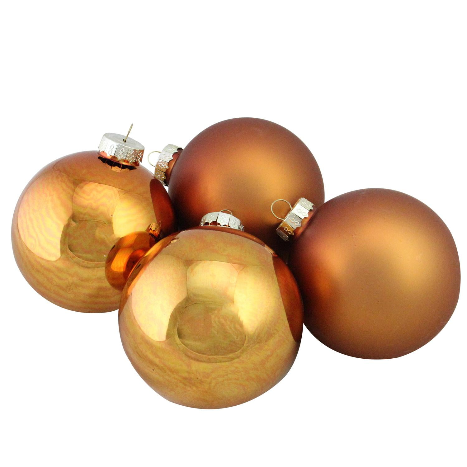4Piece Shiny and Matte Copper Glass Ball Christmas Ornament Set 4