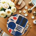 thumbnail image 2 of Round Placemats Abstract Blue Red Geometric Painting 15 inch Set of 6 Table Mats for Dining Table Modern Art Heat Resistant Non-Slip Kitchen & Home Decorative Place Mat Set, 2 of 8