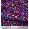 thumbnail image 2 of Soimoi Purple Velvet Fabric Flower & Butterfly Print Fabric by The Yard 58 Inch Wide, 2 of 3
