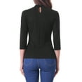 thumbnail image 3 of INSPIRAR CHIC Blusa Metálica Rayas Brillantes de Manga 3/4 para Mujeres Fiesta XL Negra, 3 of 6