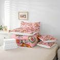 YST Groovy Comforter Set Twin Size 7 Piece,Pink 60s 70s Bedding Set for
