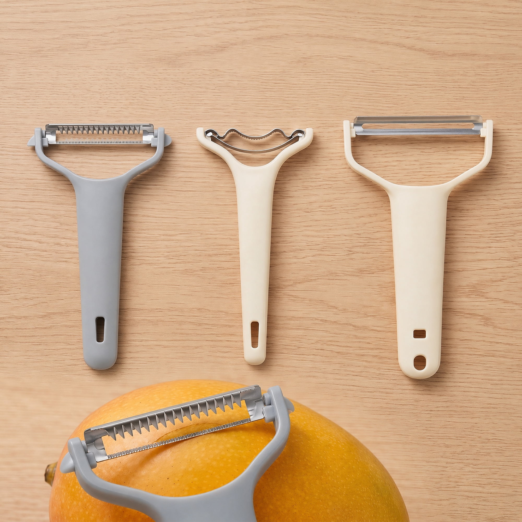 Unique Bargains 3Pcs Stainless Steel Peeler Assorted Peeler Cream 7.1" x 4.3" x 1"