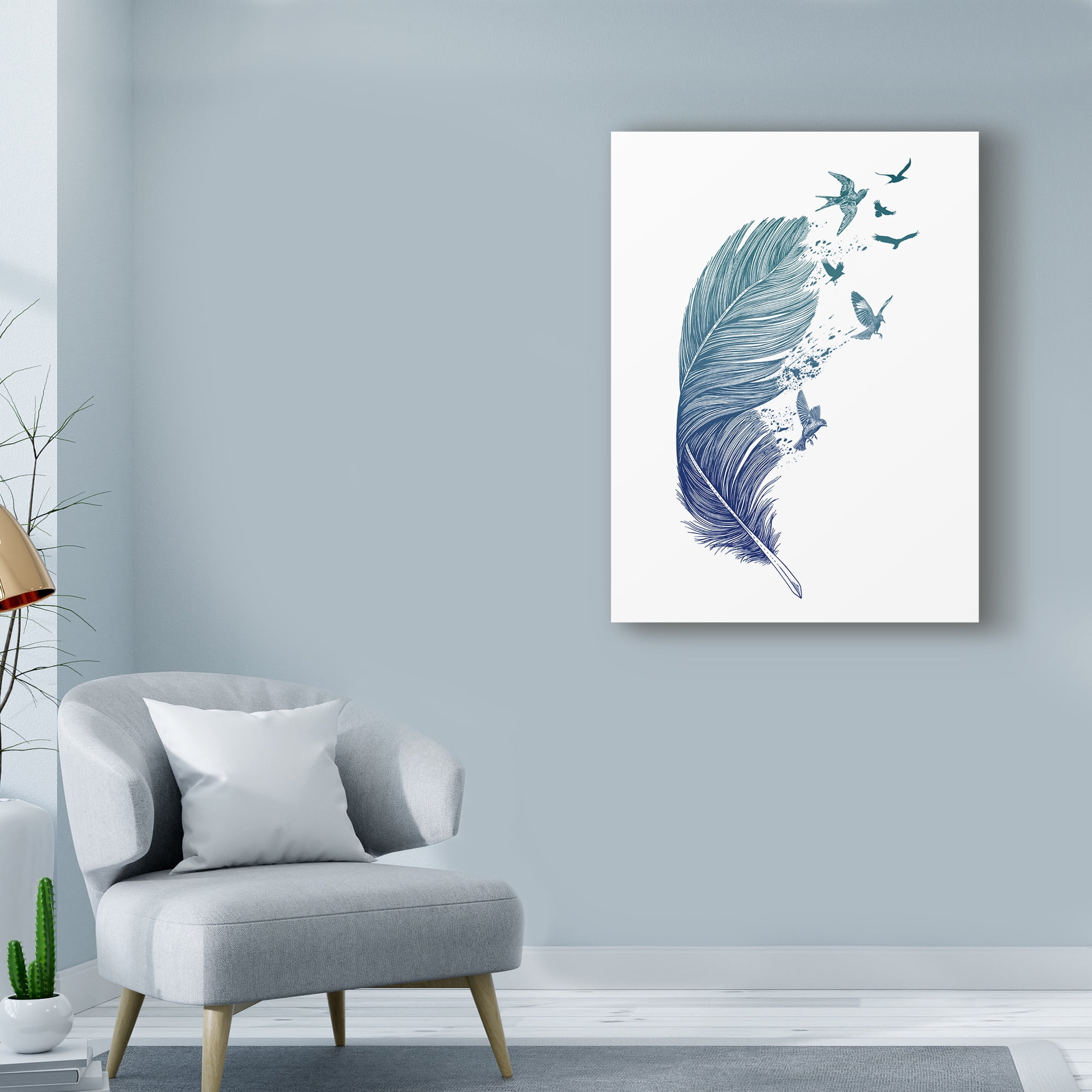 Trademark Fine Art 'Fly Away Feather' Canvas Art by Rachel Caldwell