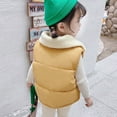 thumbnail image 5 of Chaleco acolchado cálido con capucha para niñas y niños, ropa de abrigo con forro de franela suave y aislante (amarillo y beige), 5 of 5
