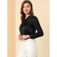 thumbnail image 2 of Blusa elegante Allegra K Cuello Sedoso En V Manga Larga Negro S, 2 of 6