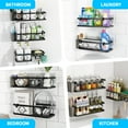 thumbnail image 3 of PHANCIR Shower Caddy 3-Tier with 6 Removable Hooks & 2 Toothbrush Holders, 304 Stainless Steel, No Drilling Bathroom Organize, 5 PCS Black, 3 of 8