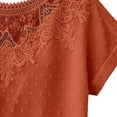thumbnail image 5 of XPMWRP Women's Casual Lace Crochet Crew Neck Cuffed Short Sleeve Blouses Summer Loose Chiffon Tops Elegant Dot Shirts Orange XXL, 5 of 7