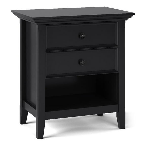 Pemberly Row SOLID WOOD 24 inch Wide Bedside Nightstand Table in Black