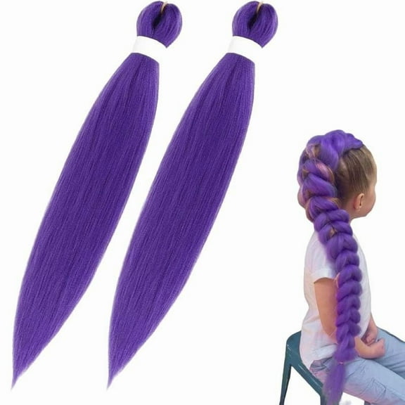 1PCS, Long Purple Braid Cos Hair Extensions Synthetic Fiber Box Braiding Hair 26 INCH Easy Clip in Ponytail for Cos Halloween Costume