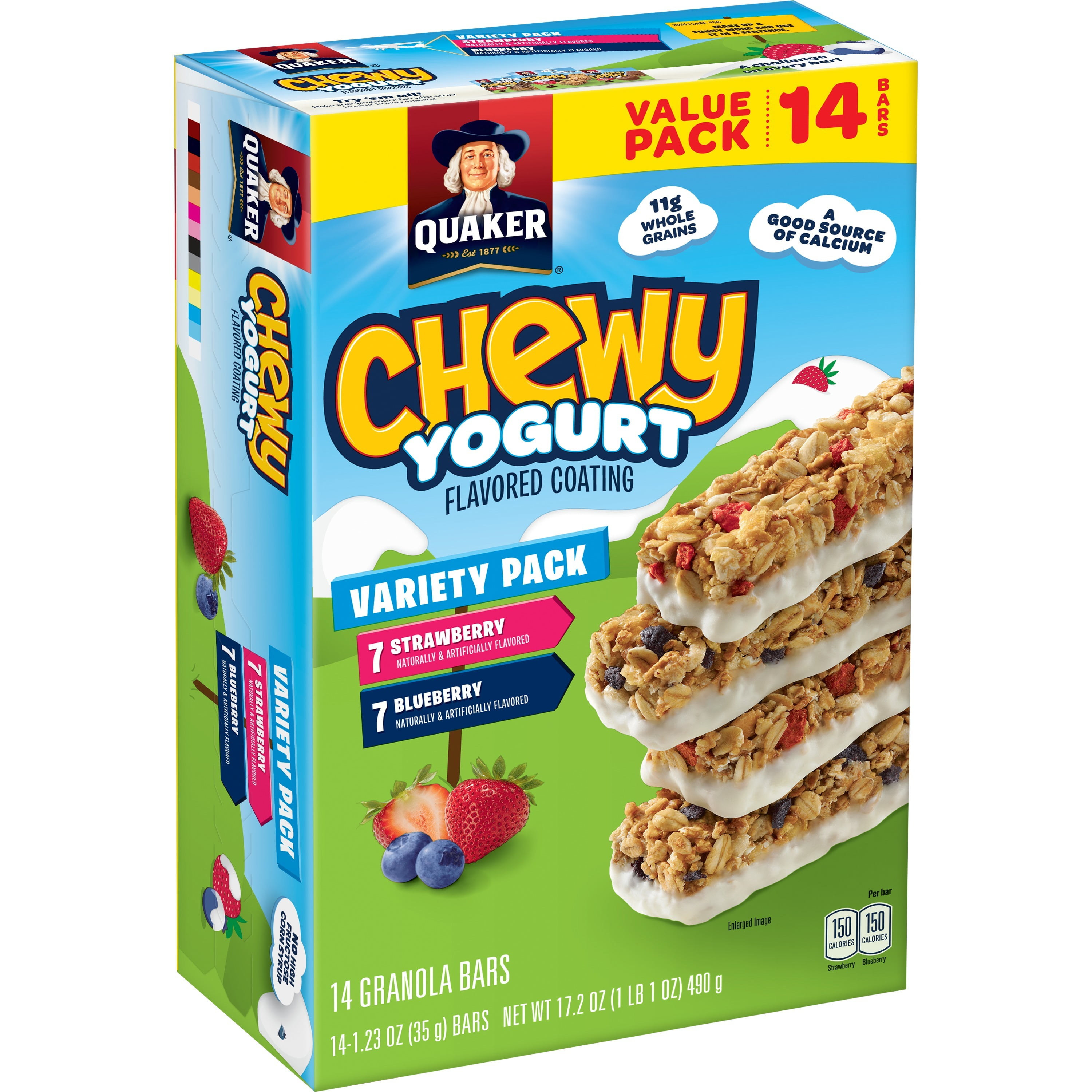 Quaker Chewy Yogurt Granola Bars, Variety Pack, 14 Count - Walmart.com