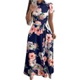 thumbnail image 2 of LYMAYTER Robe Fleurie Femme Mode Imprimée Robe d'Été Manches Courtes Décontractée pour Femmes, 2 of 8