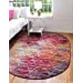 thumbnail image 3 of Unique Loom 3151773 3 x 5 ft. Geometric Trellis Frieze Oval Rug, Multi Color, 3 of 15