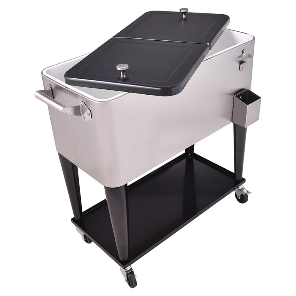 Aimee Lii 80 Quart Patio Rolling Stainless Steel Ice Beverage Cooler, Drink Chiller for Parties