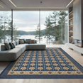 thumbnail image 2 of ODIKA 6'x9' Ultra-Soft Area Rug, Navy Long Abstract Ocean Mosaic Modern Boho Diamond Motif with Stepped Border Washable, Bare feet friendly, Silk-Touch for Guest Room, Bedroom, 2 of 7
