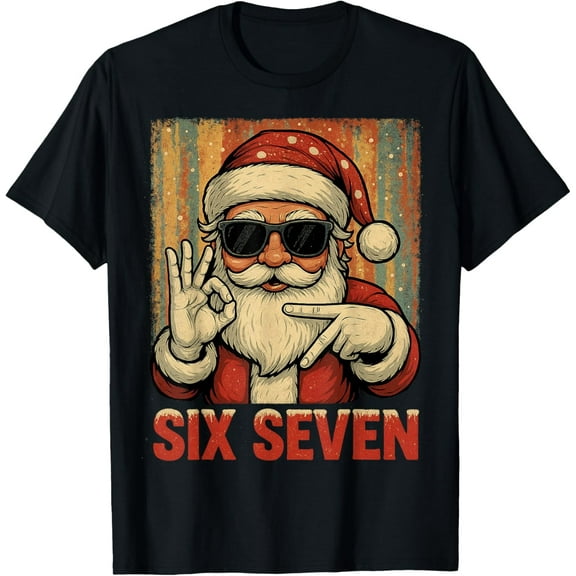 Funny Six Seven Meme Christmas Cool Santa Saying 6 7 T-Shirt
