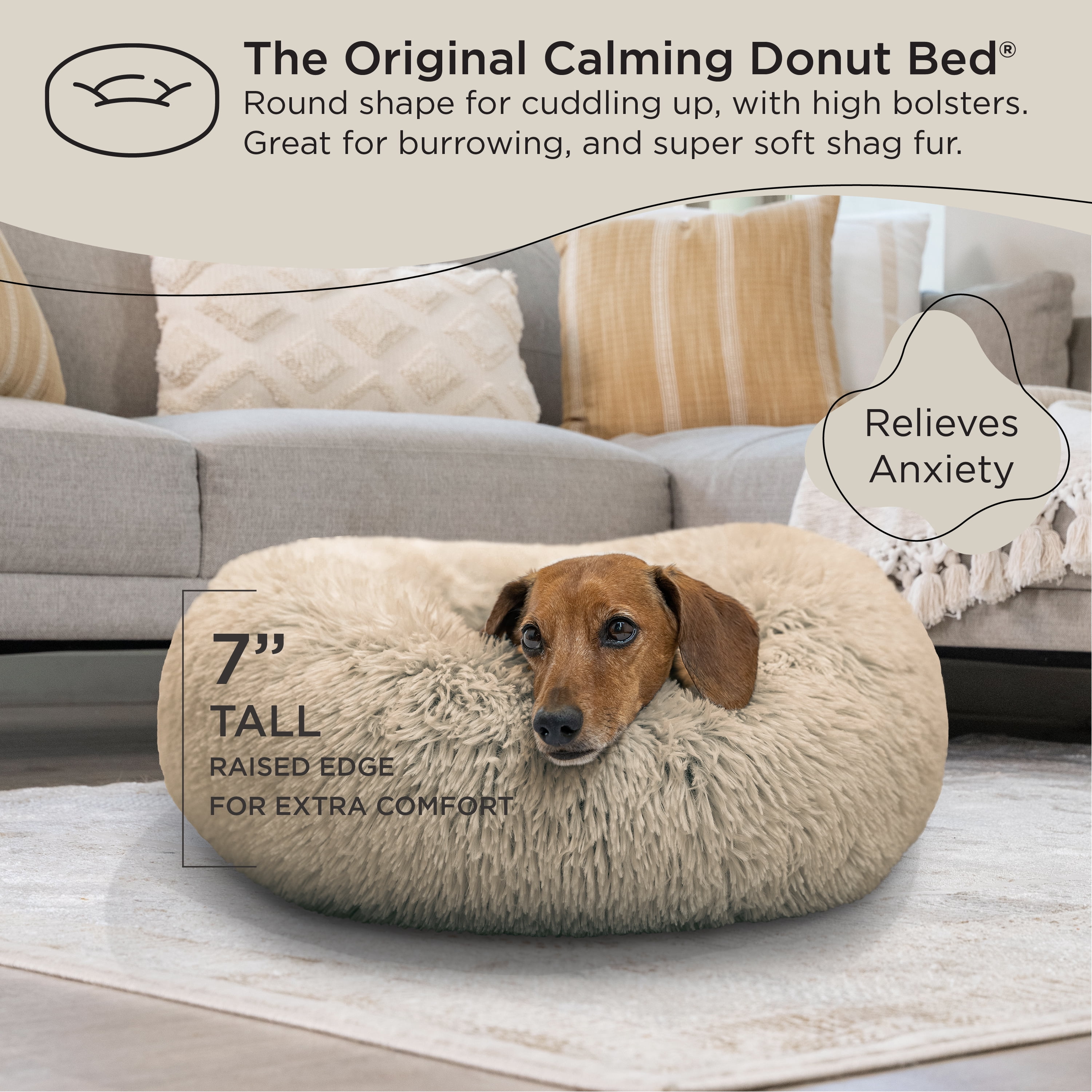 Calming Bobble Chenille Round Donut Pet Bed - Grey – Charlie's Pet