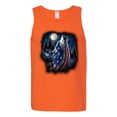 thumbnail image 2 of Wild Bobby, American Flag Howling Wolf Animal Lover Mens Graphic Tank Top, Orange, Medium, 2 of 3