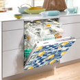 thumbnail image 2 of Yayeee Magnetic Dishwasher Cover for The Front Decoration Home Kitchen Machine Sticker Protector, Retro Plaid Lemon, 2 of 6