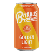 Bravus Non-Alcoholic Golden Light 12 Pack x 12 Fl Oz Cans - Low-Calorie, Gluten-Reduced, Vegan NA Craft Brew