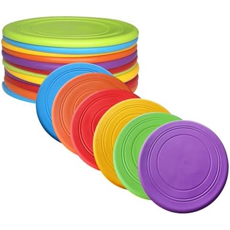 7'' Kids Outdoor Game Flying Discs 12 Pack Party Favors School Teaching Early Education Sports Safe Soft for Toddler Kindergarten Children Colorful DIY Drawing Plate