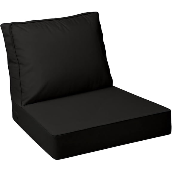 Outdoor Deep Seat Cushions with Double Welted Pillow, Waterproof, Fade-Resistant Patio Furniture Replacement Cushions, 24" x 24" x 5" 24" x 19", Charcoal Black