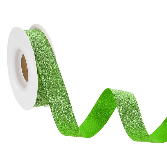7/8" x 10 Yards Sparkle Ribbons, Gift Wrapping Crafts Cut Edge Ribbon, Green