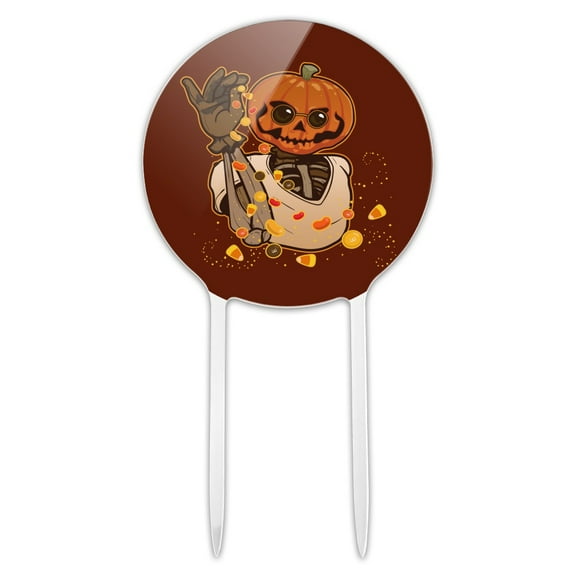 Acrylic Jack O Lantern Halloween Candy Sugar Salt Bae Pumpkin Cake Topper Party Decoration for Wedding Anniversary Birthday Graduation