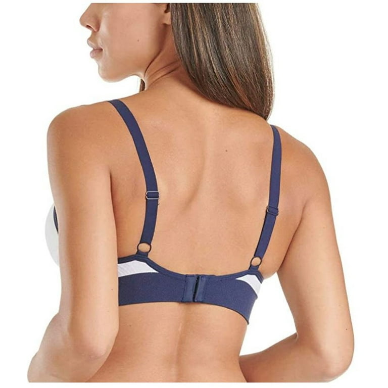 Tommy Hilfiger Womens 2 Pack Lightly Lined Cups Flexible Fit Seamless Bras  (Blue/White, Large)
