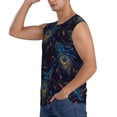 thumbnail image 3 of KLL Peacock Feathers Print Workout Tank Tops Gym Sleeveless Fitness Muscle Tee-3X-Large, 3 of 7