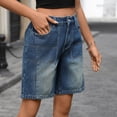 thumbnail image 4 of Idoravan Denim Shorts Women 7 Inch Jean Shorts Womens Women's Button Solid Color Pants Pocket Elastic Waist Jeans Shorts, 4 of 8