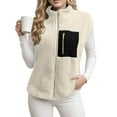 thumbnail image 4 of GEWSEY Womens Fleece Jacket Vest Sleeveless Fuzzy Sherpa Jackets Zip Up Oversized Casual Coats Fall Winter Womens Tops 2025 (White, XL), 4 of 5