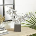 thumbnail image 3 of 18" x 17" Silver Polystone Handmade Floral Sculpture with Black Block Base, by DecMode, 3 of 10