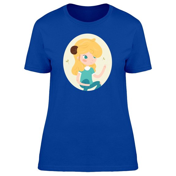 Cute Aries Zodiac Girl Cartoon Tee Women's -Image by Shutterstock