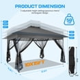 thumbnail image 4 of HOTEEL 10x15ft Pop-Up Gazebo Outdoor Canopy Tent with Adjustable Height, UV 50+ Sun Protection & Removable Mosquito Net - Waterproof Instant Shelter, Gray, 4 of 11
