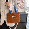 thumbnail image 1 of Bolso cruzado de pana para mujer, bolso de mano informal hinchado, bolso de compras de invierno (marrón), 1 of 7