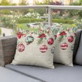 thumbnail image 4 of Christmas Balls Outdoor Pillow Covers 18"x18" Set of 2,Waterproof Throw Pillow Covers for Patio Furniture,Red Green Xmas Botanical Poinsettia Rustic Decorative Cushion Pillowcases for Garden Sofa, 4 of 9