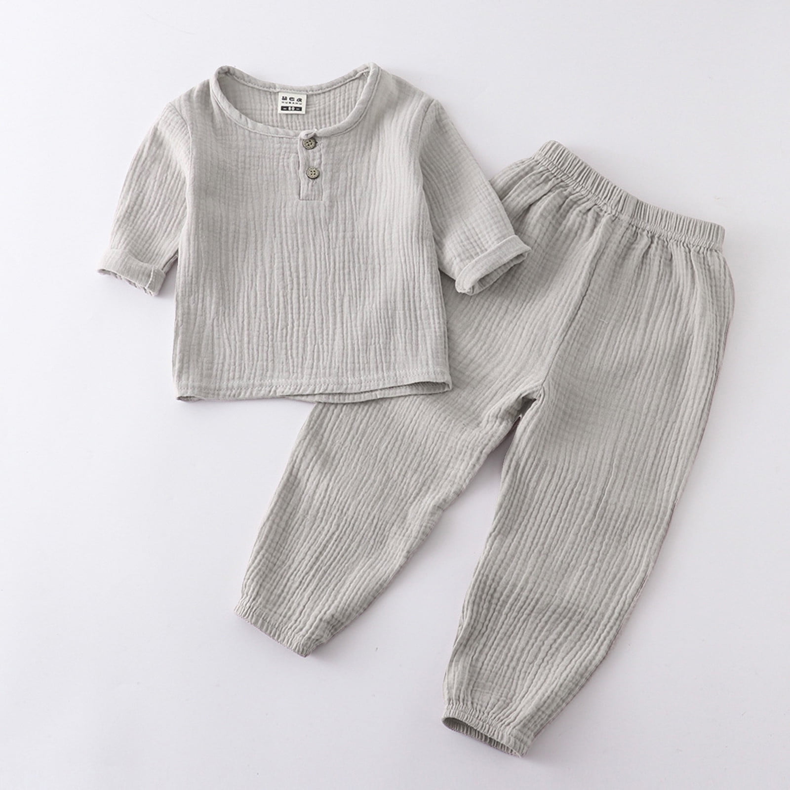 TJAZFJPA Baby Clothes Boy Newborn Set Toddler Kids Baby Boy Girl Solid Pullover Long Sleeve Cotton Linen Sweatshirt T Shirt Crewneck Tops Shorts Set Clothes Newborn Baby Outfits White Outfit