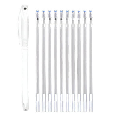 CCOCC Heat Erasable Fabric White Marking Pens with 10 Refills for Tailors Sewing and Quilting Dressmaking White Heat Erase Pens of Fabrics