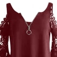 thumbnail image 6 of LoyisViDion Women'S Tops Long Sleeve Cold Shoulder Tops Neck Zipper Soild Hollow Out T-Shirt Casual Blouses Shirts Red 10(XL), 6 of 6
