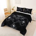 thumbnail image 2 of Homewish Gothic Halloween Skull Queen Comforter Set,Vintage Damask Pattern Comforter Sets Queen,Black Silver,Black Reversible,3pcs,1 Comforter and 2 Pillowcases, 2 of 7
