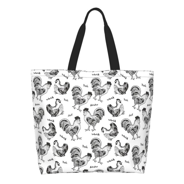 Disketp Retro Rooster Bolsa Tote Estampada para Mujer, Bolso de Hombro y de Mano para Compras y Viajes