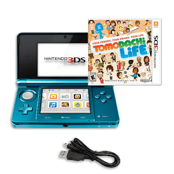 Restored Nintendo 3DS Game Console with Tomodachi Life, Aqua Blue ...