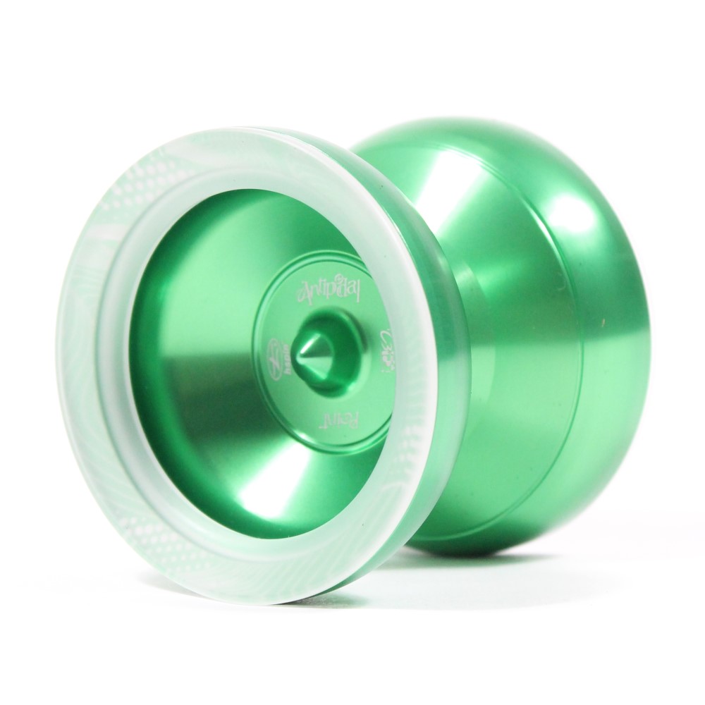 hspin x C3yoyodesign Antipodal Point Yo-Yo - 7075 Aluminum YoYo with PC Rings (Shiny Green w/Clear Rings)