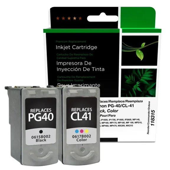 Remanufactured Clover Imaging Black, Color Ink Cartridges compatible with Canon PG-40/CL-41