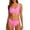 Pink, variant on MIXUE Swim Suits for Women Summer Solid Color Strappy Square Collar Seamless Bra And Panty Set Sports Two Piece Tankini Activewear,Blue,XS