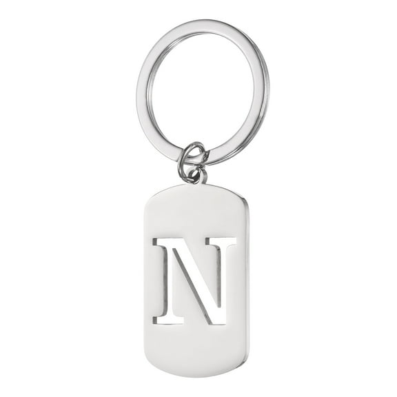 Uxcell Initial Letter Key Chain, A-Z KeyChain DIY Pendant Key Ring for Keys Purse Party Gifts, Silver (Letter N)