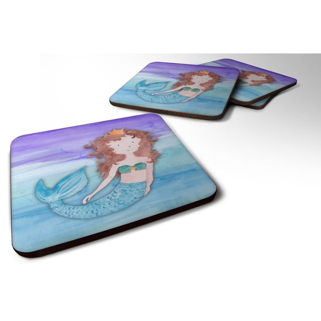 "Treasures Brunette Mermaid Watercolor Decorative coasters, 3.5, Multicolor" Caroline's Treasures BB7422FC