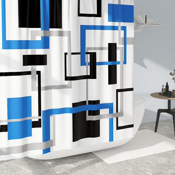 Blue Shower Curtains for Bathroom Modern Shower Curtain Blue Geometric Bathroom Decoration Polyester Fabric-72''''x72''''
